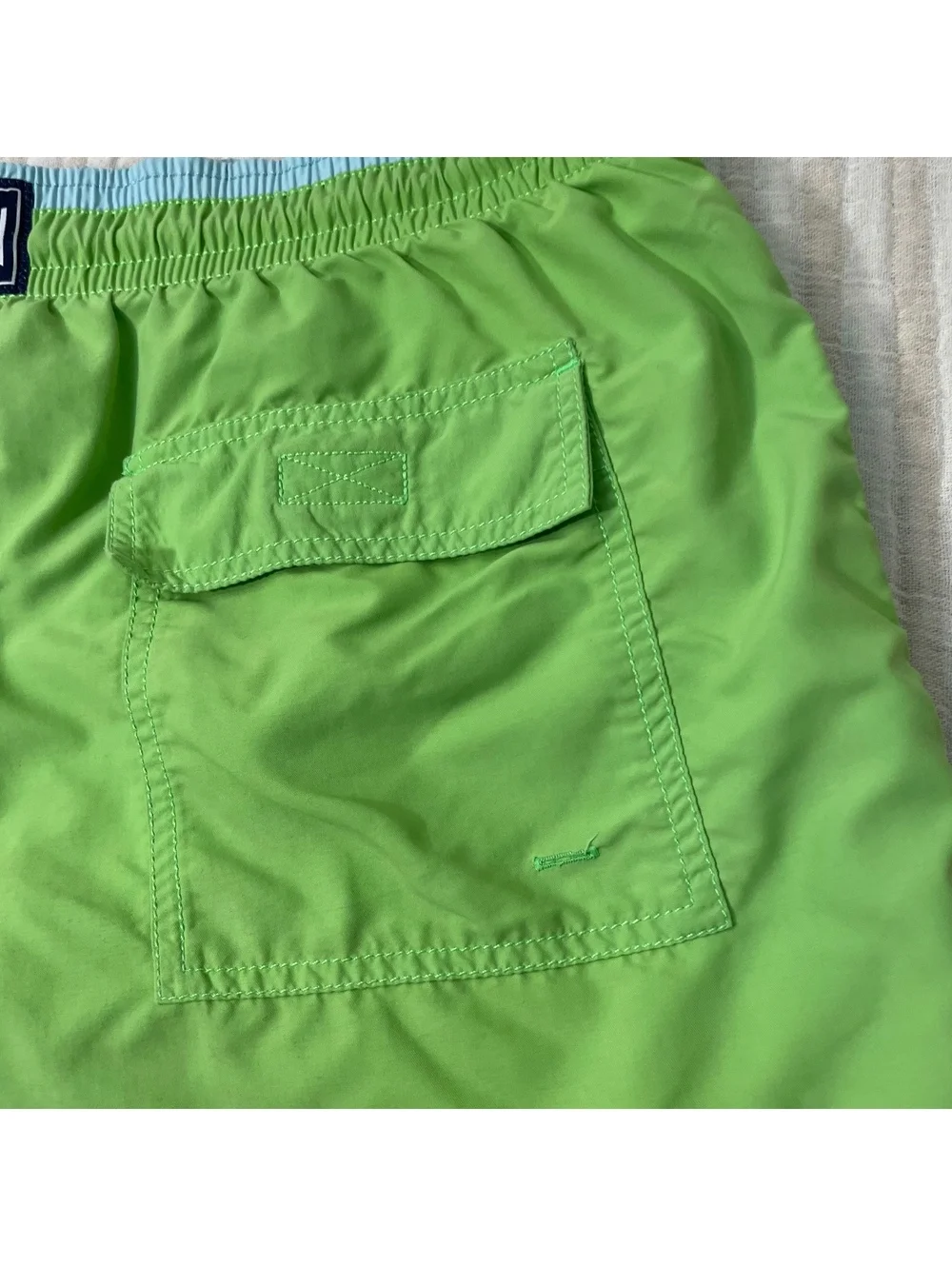 Vilebrequin Men's Green And Teal Swim Trunks with Turtle Embroidery